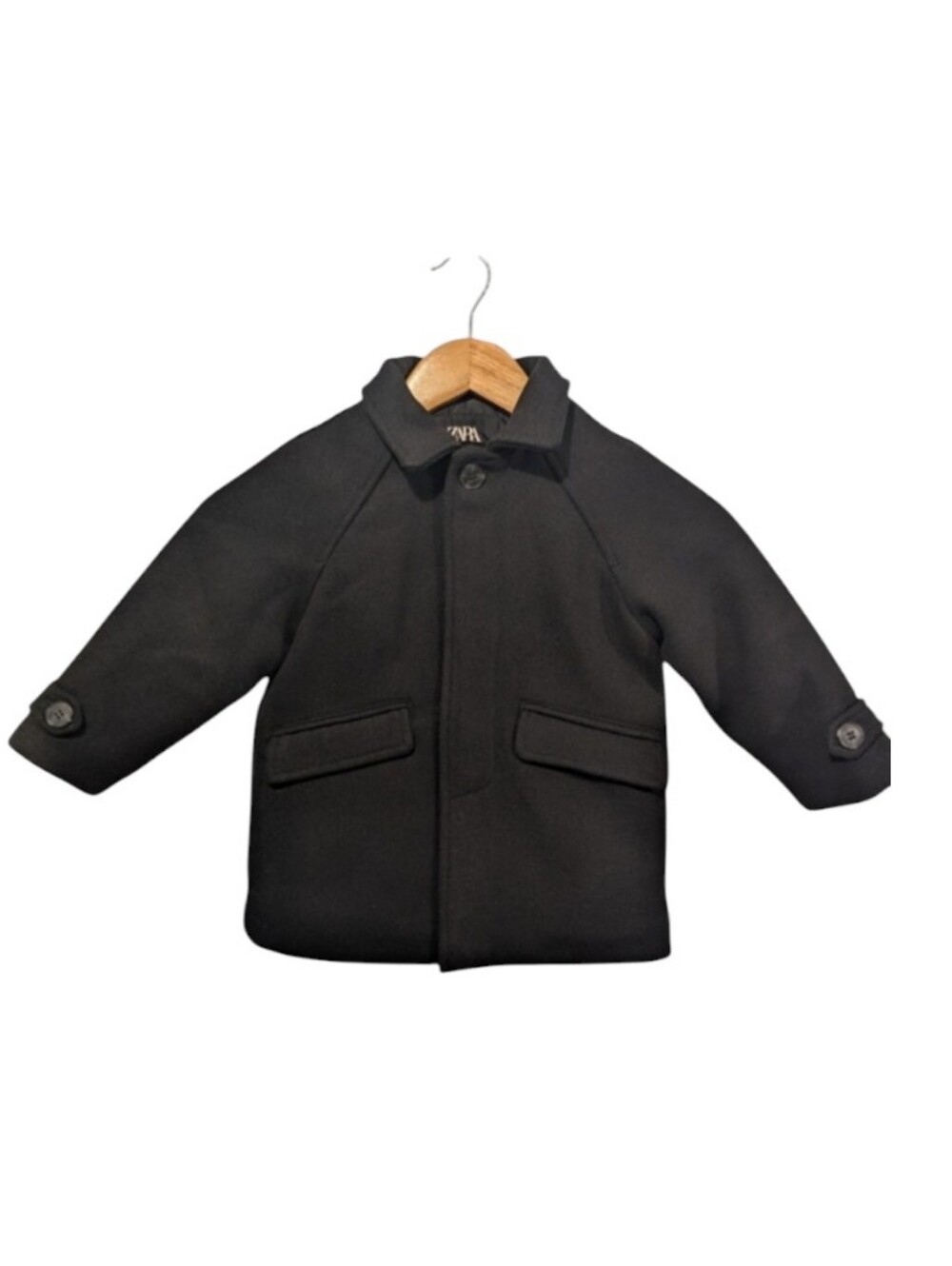 Zara Kids Classic Black Pea Coat Size 3 Years